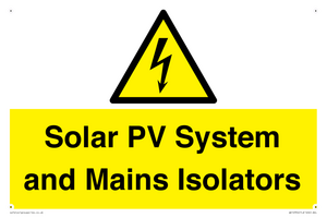 Solar PV System and Mains Isolators